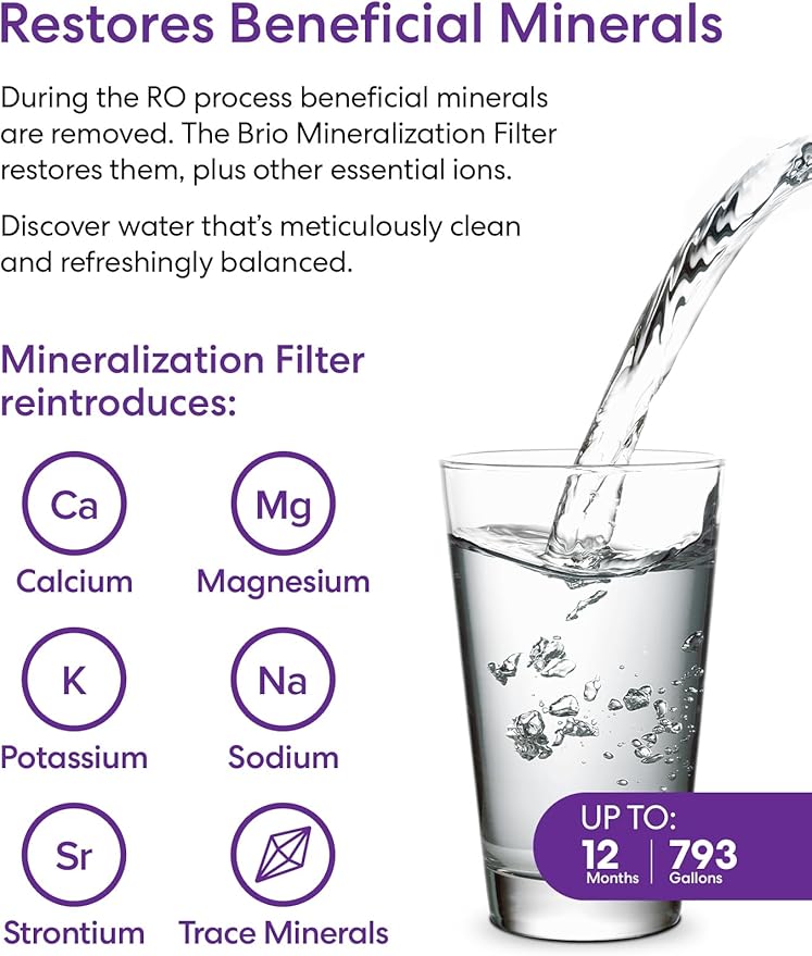 Brio Stage 4 Mineralization Filter, Restores Essential Minerals to RO-Purified Water, Mineralizing Alternative to Brio Stage 4 Post Carbon Filter