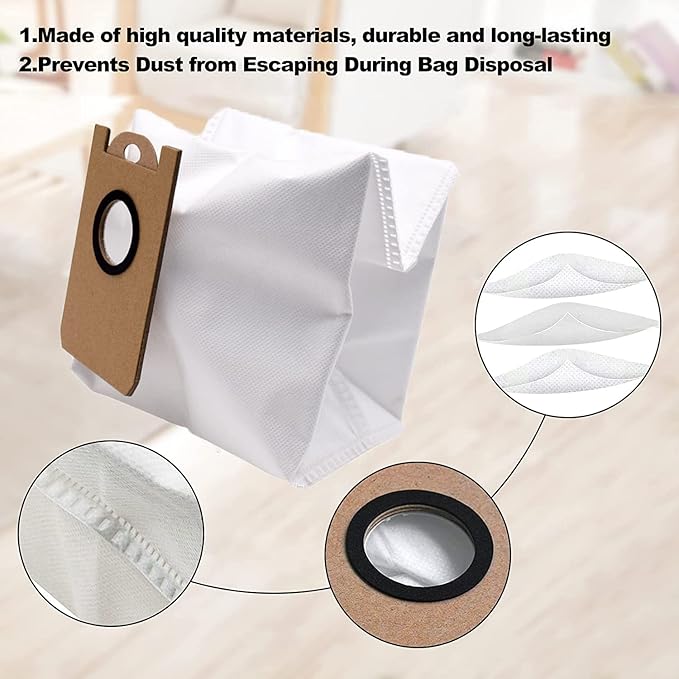 6 Pack Dust Bags for iHome AutoVac Nova Self Empty Robot Vacuum Replacement Accessory Parts