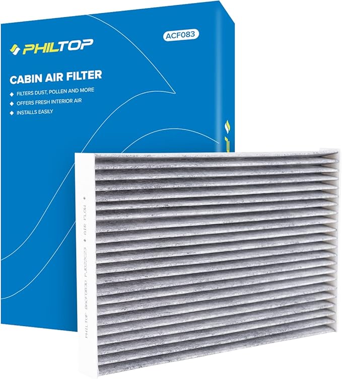 PHILTOP Cabin Air Filter w/Activated Carbon, Compatible with CF11181 Chevrolet Corvette 2005-2019, Cadillac XLR 2004-2009, Premium Activated Carbon Clean Airflow, Filter Up Dust Pollen Odor