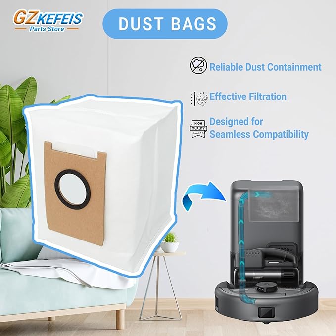5-Pack Dust Bags Compatible with eufy 3-in-1 E20 Robot Vacuum - 3L Large Capacity Replacement Parts, Durable Dust Filter for Long-Lasting Home Cleaning