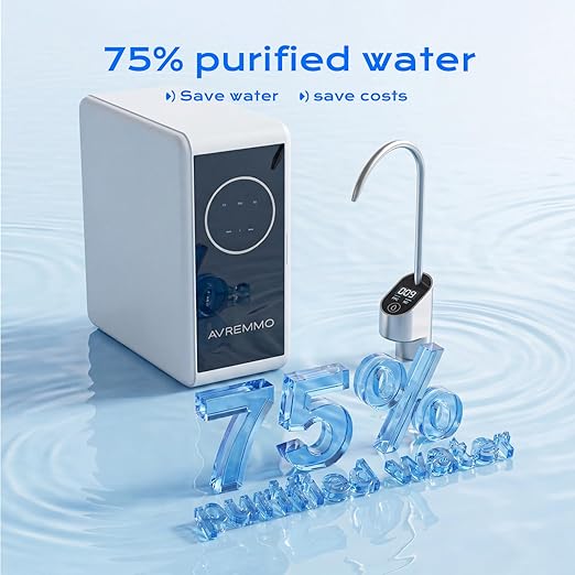 600G Reverse Osmosis Water Purifier, Under Sink RO System with Digital Faucet, 2:1 Pure-to-Drain Ratio, 3000L Total Capacity, Tankless Design, Filter Life Reminder