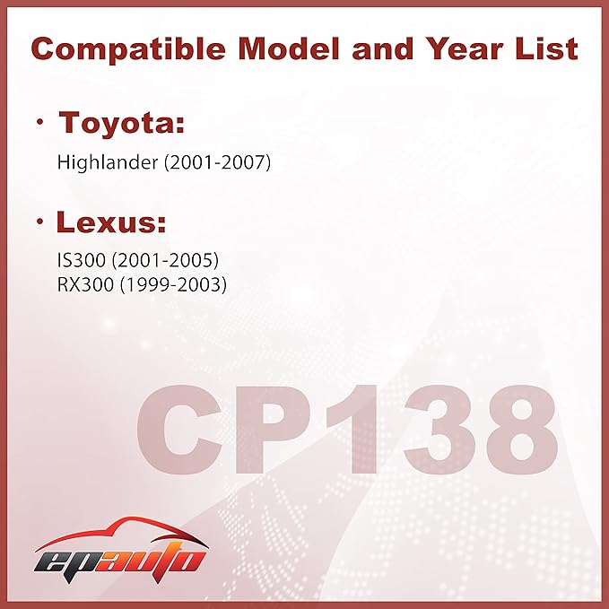 EPAuto CP138 (CF10138) Cabin Air Filter with Activated Carbon Replacement for Toyota Highlander (2001-2007), Lexus IS300 (2001-2005), RX300 (1999-2003)
