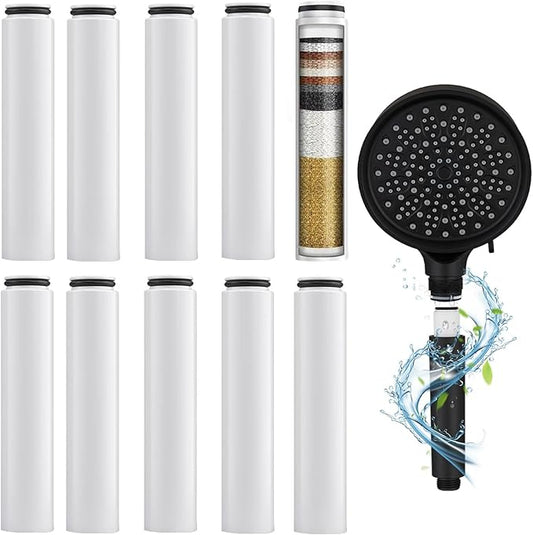 Shower Filter Cartridges Compatible with Cobbe, Water Softener Filters Beads, Eliminates Chlorine & Prevents Dry, Itchy Skin (10 count)