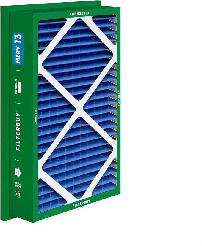 Filterbuy 16x25x5 Air Filter MERV 13 Optimal Smoke & Allergy Defense (4-Pack), Electrostatic Pleated HVAC AC Furnace Filters for Honeywell Return Grille (Actual Size: 14.38 x 23.38 x 3.69)