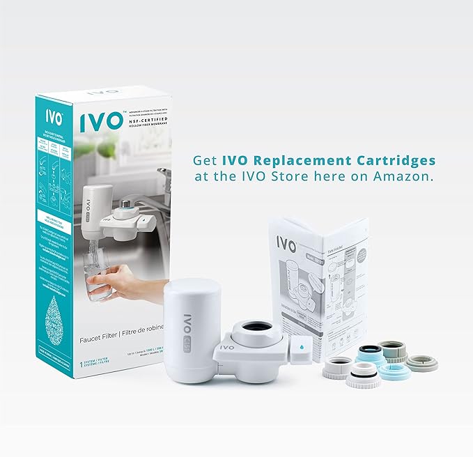 IVO Water Filter for Sink Faucet – 4-Stages with Microfiltration Technology – Removes Chlorine, Rust, Sediments and Microscopic Contaminants – Retains Healthy Minerals