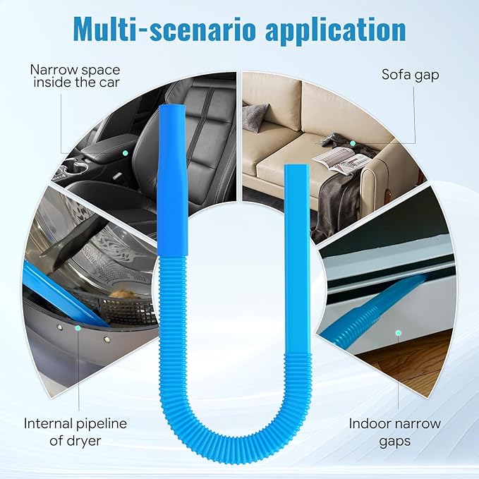 Dryer Lint Vacuum Attachment Compatible with Cordless Vacuum Cleaner, Flexible Dryer Vent Cleaner Kit Lint Dryer Lint Brush and Vacuum Hose Attachment with Universal Connector, Quickly Lint Remover