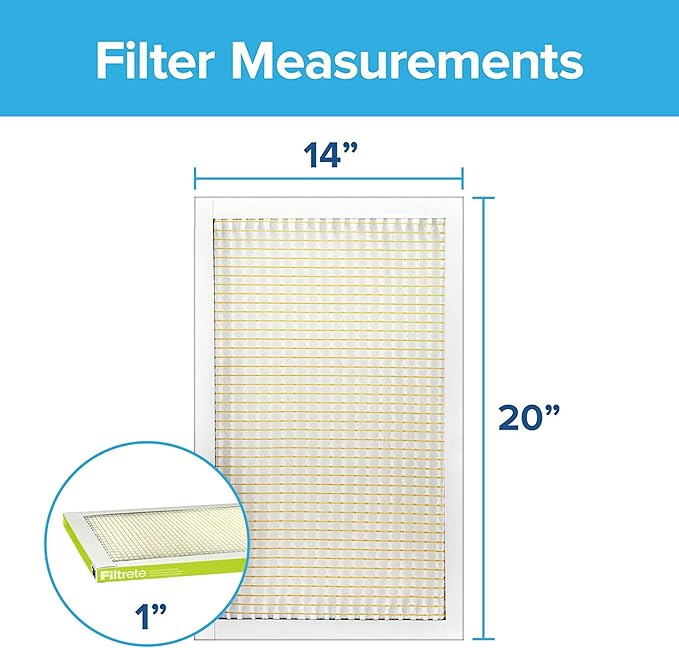 Filtrete 14x20x1 Air Filter, MPR 600, MERV 7, Clean Living Dust Reduction 3-Month Pleated 1-Inch Air Filters, 6 Filters