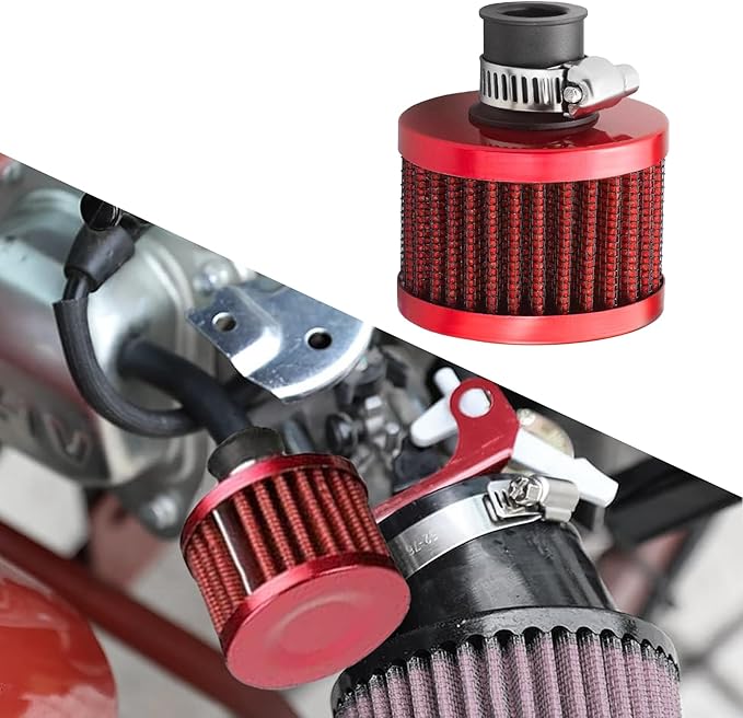Breather Filter, Air Filter Valve Cover Breather, 12mm Mini Air Filter Vent Crankcase Breather, Air Filter Cold Air Intake Filter Breather, Car Accessories Universal for Car, Motorcycle