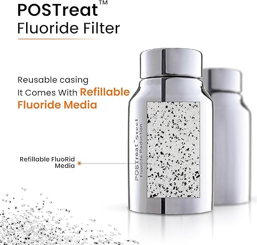 Phoenix Gravity - AISI 304 Stainless Steel 4.25 Gallon Water Filter System, NSF Certified 2 Carbon Filter Elements, 2 POSTreat Fluoride Reduction Filters & Free Stainless Steel Water Spigot