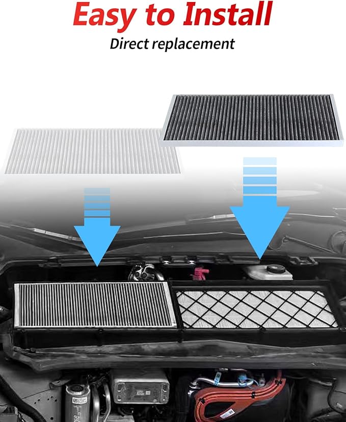 Air Filter for Tesla Model Y 2020-2026, Activated Carbon Cabin Air Filter Replacement for Tesla Model Y Accessories (2 Packs-upper layer)