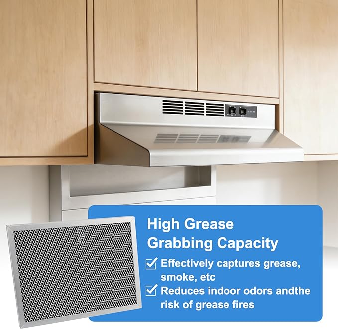 RLX6100 Range Hood Charcoal Filter Compatible with Broan Nutone Replacement SL6200H RL6200 SM6500, 8.4x11.2x0.36 Inch