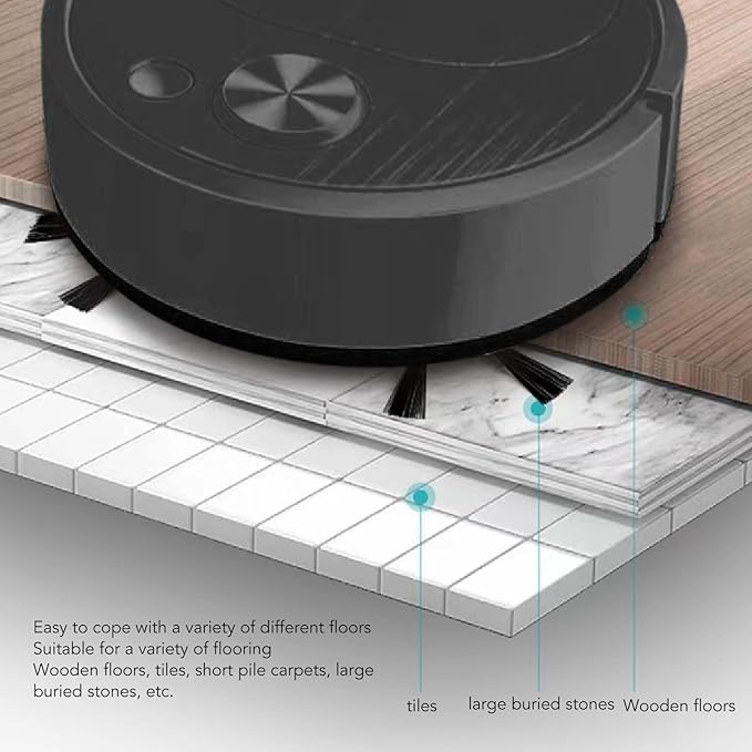 Fdit Robot Vacuum Cleaner, Mini Automatic Avoidance USB Charging Smart Sweeping Robot for Wooden Flooring for Carpet (Black)