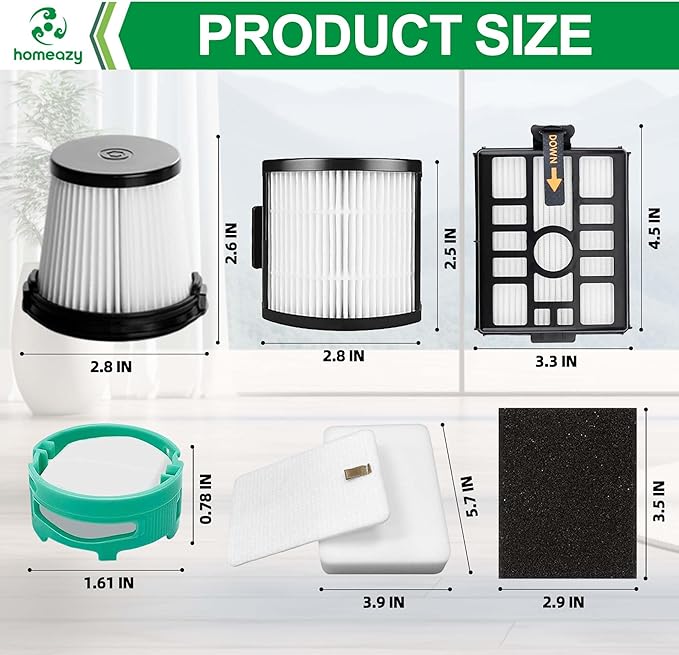 IW3511 IW1111 Filters Replacement Parts for Shark IW3511 Detect Pro Cordless Stick Vacuum Cleaner and IW1111 Detect Pro Auto-Empty System Portable Handheld Attachment Washable Kits