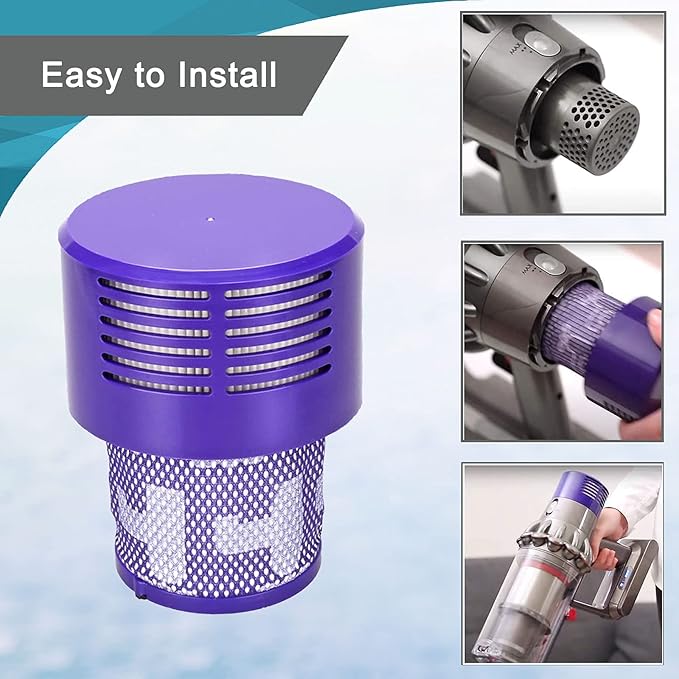 3 Pack V10 Filters Replacement Parts Compatible with Dyson V10 Cyclone Series, Cyclone V10 Absolute, Cyclone V10 Animal, V10 Total Clean, SV12, Replace Part No. 969082-01
