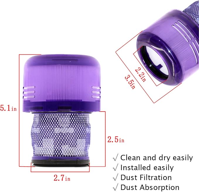2 Pack Filters Replacement for Dyson Cordless Vacuum V11, V11 Torque Drive, V11 Animal, Dyson V11 Filter Replacement Part HEPA Replace Part No. 970013-02