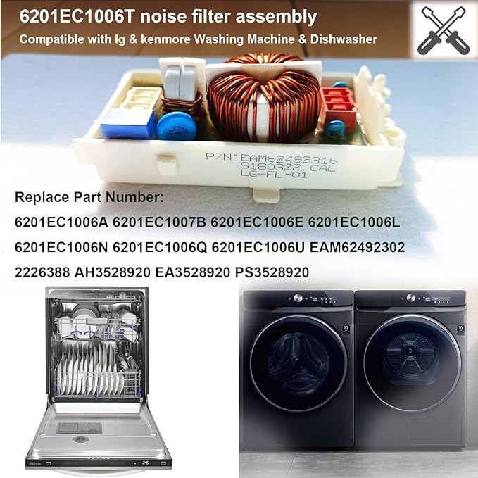 Upgrade 6201EC1006T Noise Filter Assembly Fits for LG kenmore Washing Machine & Dishwasher