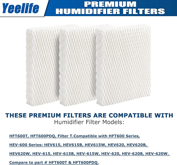 8 Pack HFT600 Filter Replacement for Honeywell Filter t, Honeywell Humidifier HEV615, HEV620, Compare to Part HFT600T HFT600PDQ