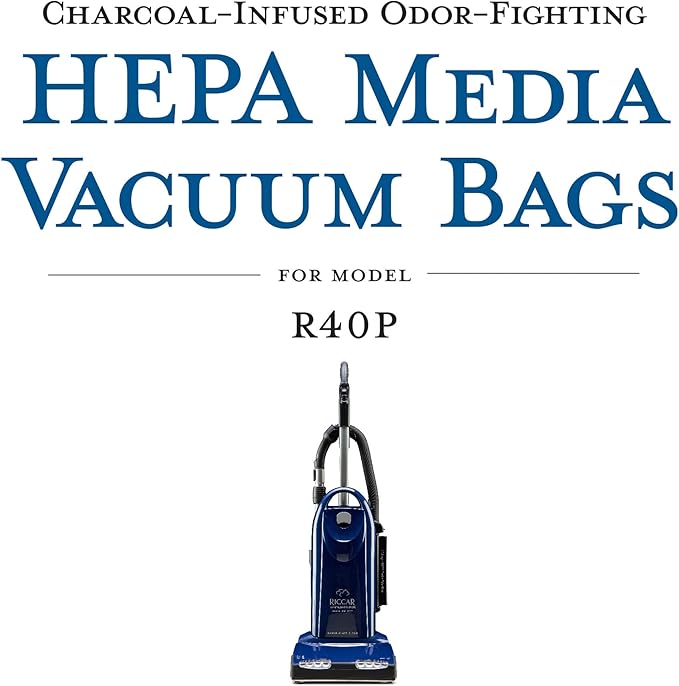 Riccar R40P HEPA Filter Vacuum Cleaner Bags, Charcoal-Infused Tandem Air Yellow, Six Bags Included, RPHC-6