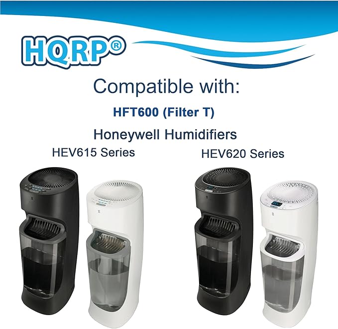 HQRP 2-Pack HFT600 Humidifier Wick Filter for Honeywell Filter T HFT600PDQ Replacement for Honeywell HEV615 HEV620 HEV600 Series Top Fill Cool Mist Humidifiers