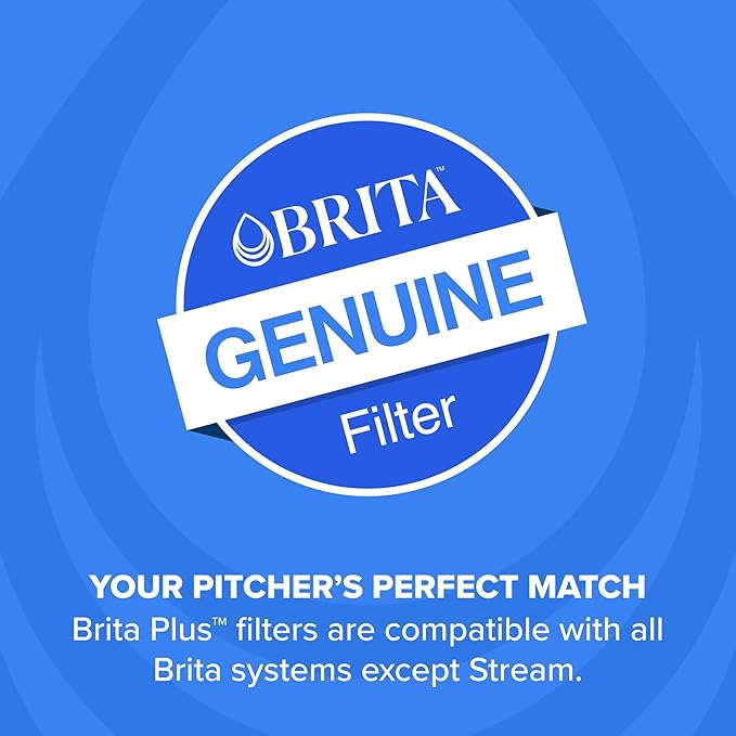 Brita Plus Water Filter, BPA-Free, High-Density Replacement Filter for Pitchers and Dispensers, Reduces 2x Contaminants*, Lasts Two Months or 40 Gallons, Includes 2 Filters