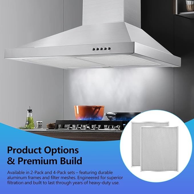Stove Hood Vent Filter 11-3/4" x 14-1/4" BPS1FA30 - Compatible with NuTone Allure & Broan Range Hood Filter Replacement 99010299 - Fits QS1 QS2 30" Hoods(Aluminum Frame: 2-Pack)