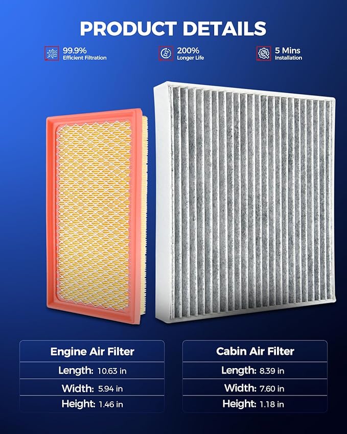 KAX Engine & Cabin Air Filter Kit, Replacement for Toyota Corolla 2019 1.8L, Mirai 2016-2020, Replace# CA12289 CF10285