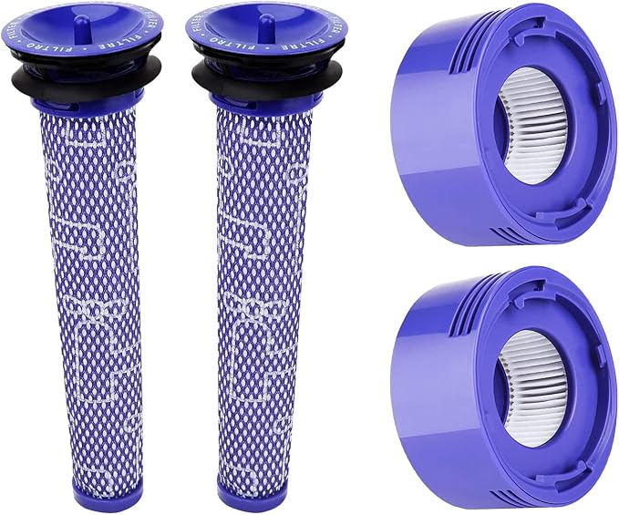 Filters kit for Dyson V7, V8 Animal And Absolute Vacuum, 2 Pack Replacement Parts (DY-96566101) and 2 Pack Post- Filter (DY-96747801)