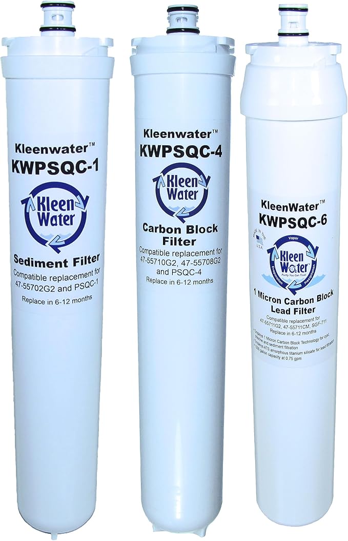 KleenWater KWPSQC-1-4-6 Water Filter Set - Sediment, Carbon Block and Lead Removal Filters Included