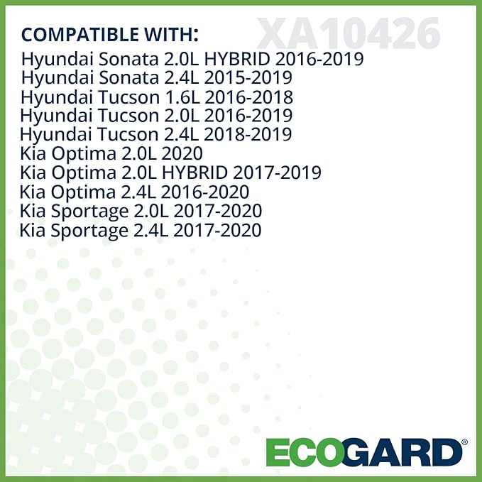 ECOGARD XA10426 Premium Engine Air Filter Fits 2015-2019 Hyundai Sonata, 2017-2022 Kia Sportage, 2016-2021 Hyundai Tucson, 2016-2020 Kia Optima (Pack of 6)