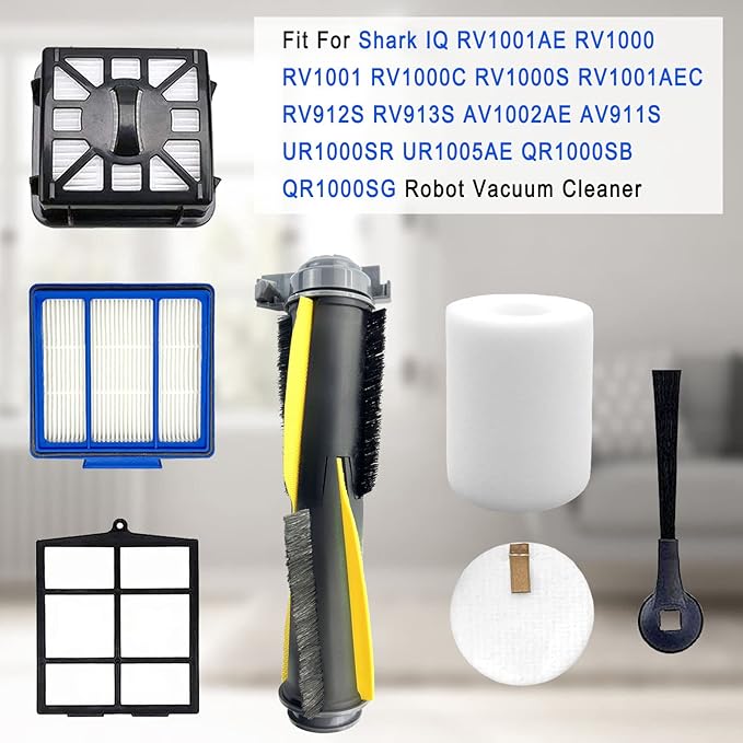 Accessories Kit for for Shark IQ RV1001AE, Shark AV911S EZ, AV1010AE RV1000 RV1001 AV970 AV993 AV1002AE UR1000SR UR1005AE Robot Vacuum Cleaner,1 Main Brush,3 Filters,6Side Brushes,1Pre Filter