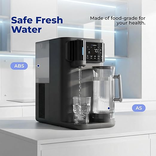 Countertop Reverse Osmosis System, 6-Stage RO Water Filter with 43℉ Chilled Water, Self-Cleaning Dual Water Path, Mineralization & TDS Monitoring, Portable Purifier for Home Office