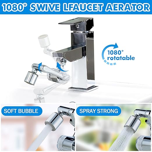 Water Filter for Bathroom Sink 1080 Rotating Swivel Faucet Extender Water Purifier for Sink Remove Chlorine, Taste,Odor More Than 99% Relieve Dry, Rough&Itchy Senstive Skin