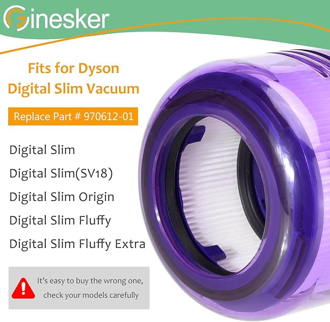 SV18 Filter Replacement Compatible with Dyson Digital Slim & V9 Motorbar Fluffy Extra Pro Cordless Vacuum, Compare to Part No. 970612-01 for Dyson SV18 Digital Slim Filter(2 Pack)
