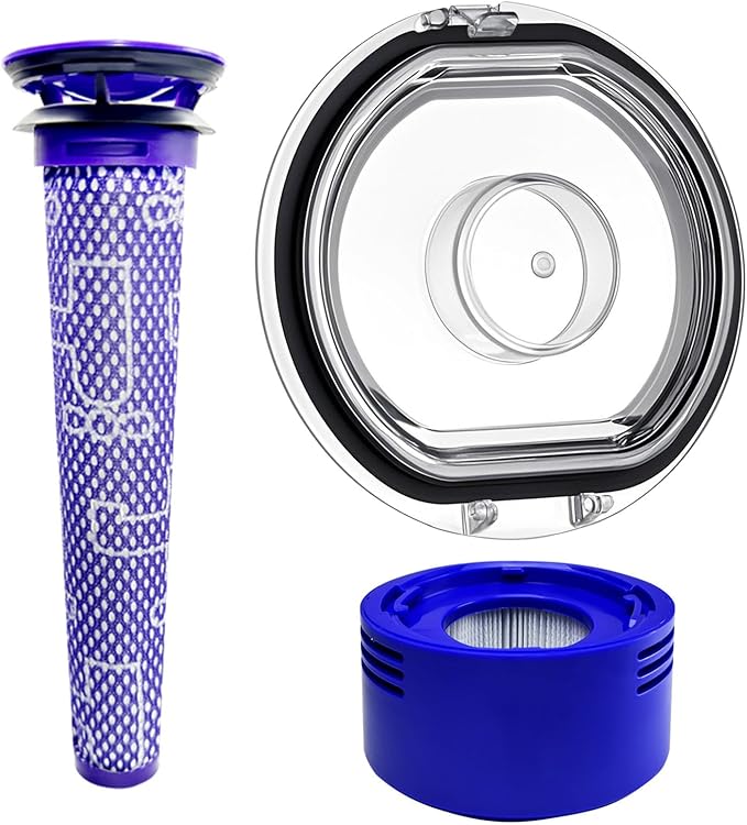 Dust Bin Lid Cover + Filter Replacement Parts Compatible with Dyson V8 V7 Vacuum Cleaner Canister Dirt Cup Lid,Bottom Accessories Part,Dust Collector Bucket Cover/Vacuums Attachment