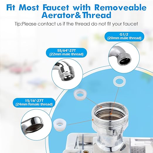 Water Filter for Bathroom Sink 1080 Rotating Swivel Faucet Extender Water Purifier for Sink Remove Chlorine, Taste,Odor More Than 99% Relieve Dry, Rough&Itchy Senstive Skin