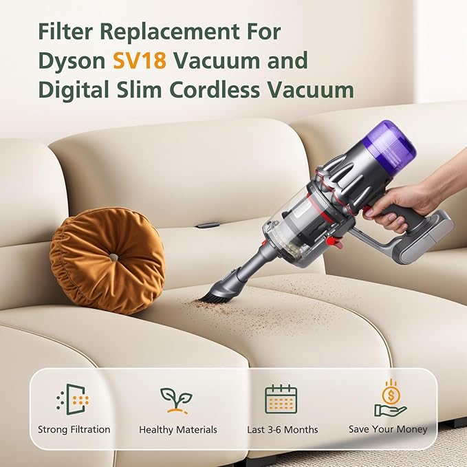 SV18 V9 Filter Replacement Compatible with Dyson Digital Slim Cordless Vacuum and SV18 Digital Slim, Part No. 970612-01 for Dyson Digital Slim Filter, 3 Pack