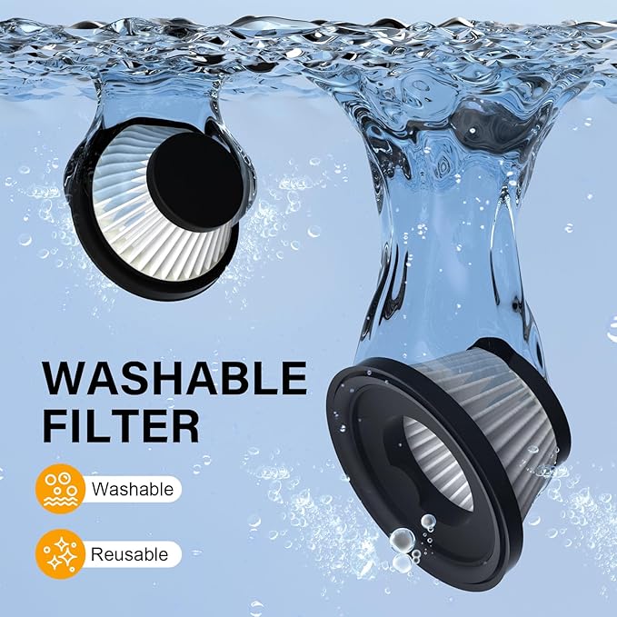 6 Pack Replacement Filters Compatible with Compact Handheld Portable Cordless Vacuum Cleaner AS Seen On TV, Washable Filters (Vacuum Not Included)