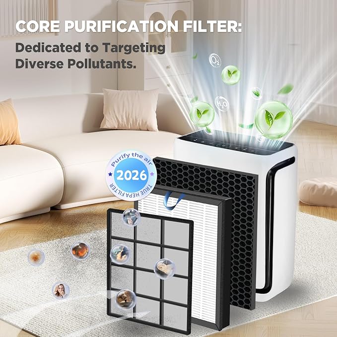 Upgraded Vital 200S Replacement Filter 2-Pack | H13 True HEPA & Activated Carbon | Compatible with Levoit Vital 200S/200S-P Air Purifier | 3-Stage Allergen Defense (White-Vital 200S Original)