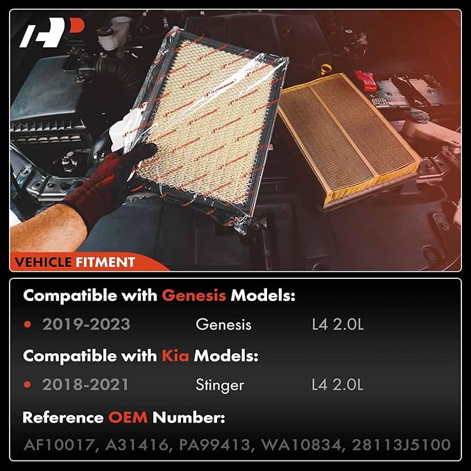 A-Premium Engine Air Filter Compatible with Kia Stinger 2018-2021 & Genesis G70 2019-2023, 2.0L, Replace# 28113J5100