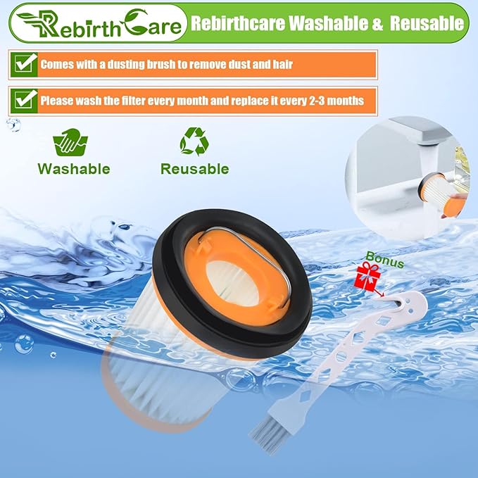 6 Pack WV201 Filter Replacement for Shark Wandvac ION W1 S87 Cordless Handheld Vacuum, Compatible with WV200, WV201, WV205, WV220, WV201BK, Compare to Part # XHFWV200