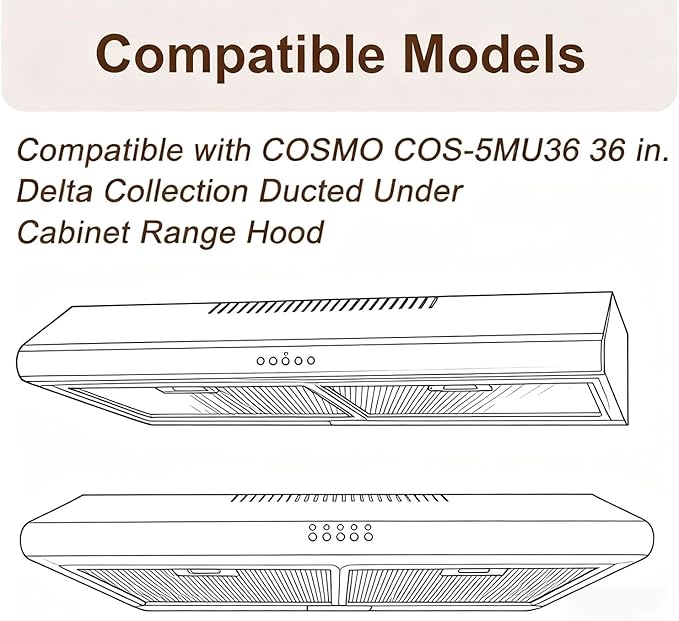 3 PCS 5MU36 Aluminum Mesh Replacement Filter Compatible with COSMO COS-5MU36 36 in. Delta Collection Ducted Under Cabinet Range Hood