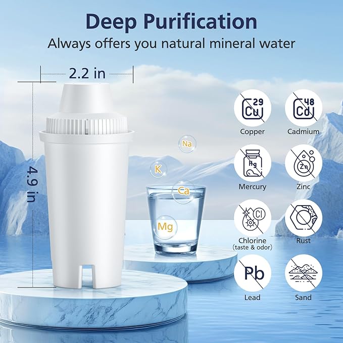 Cabiclean Replacement for Brita Filter, Brita Water Pitchers and Dispensers, Classic OB03, Mavea 107007, and More, NSF Certified Pitcher Water Filter, Half Year Filter Supply, 3 Count