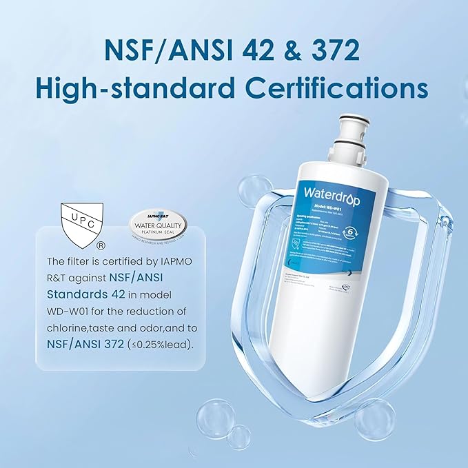 Waterdrop 3US-AF01 Under Sink Water Filter, Replacement for Standard Filtrete® 3US-AF01, 3US-AS01, Aqua-Pure AP Easy C-CS-FF, WHCF-SRC, WHCF-SUFC, WHCF-SUF, NSF/ANSI 42 Certified, Pack of 3