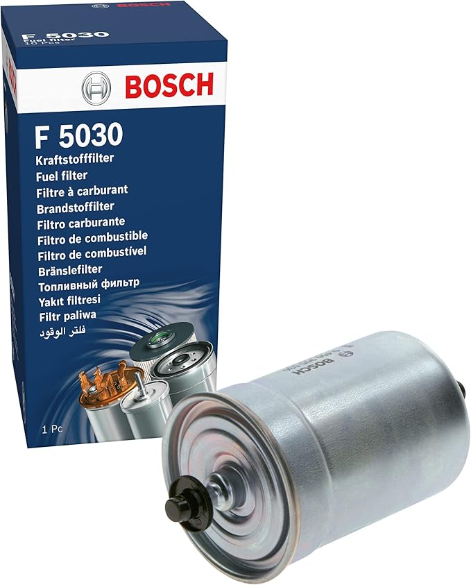 BOSCH F5030 Gasoline Fuel Filter - Compatible with Select Alfa; Audi; BMW 318, 325, 525, 535, 735; Mercedes-Benz E320, G55, S320, S420, S500, S55, SL500, SL55; Volkswagen Cabrio, Golf, Passat + More