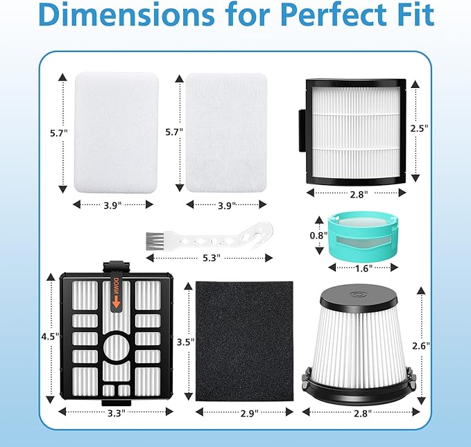 Vacuum Filters for Shark IW3511, IW3120, Filter Replacement for Shark Detect Clean and Detect Pro Series Vacuums IW3111, IW3615,W1111, Vacuum Replacement Accessories 11pcs