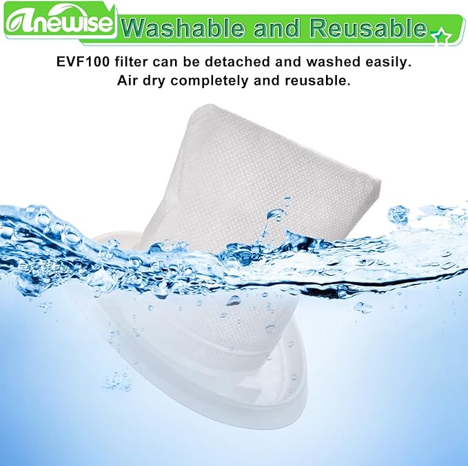 EVF100 Filter Replacement for Black and Decker HNV220B HNV215B HNV115J HNV115B BDH1200NVAV BDH7200CHV BDH9600CHV Hand Vacuum, Replace Part # 90590689, 5 Pack, Not for HNVC220B