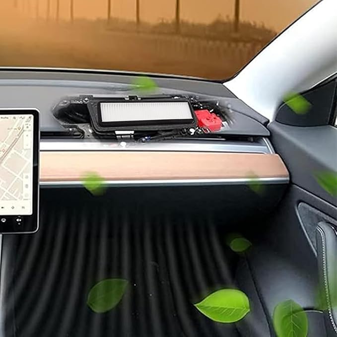 Air Filter HEPA Replacement Accessories Compatible with Tesla Model 3 2020 2019 2018 2017 Interior Cabin Filter Kit Intake Protector Cover Adapter Exterior HEPA Intake Filter Accessory Protector