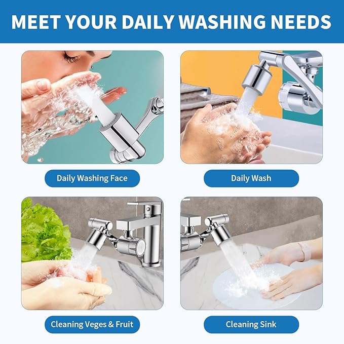 Filtered Faucet Aerator 1080° Rotating Faucet Extender Aerator,Bathroom Sink Filter Faucet Extender for Bathroom Sink,Universal Splash Sink Filter Water Faucet For Skin/Eye/Face