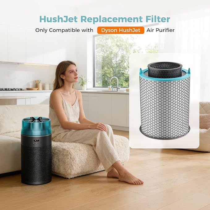 HJ10 Hushjet Purifier Replacement Filter Compatible with Dyson Hushjet Air Purifier,H13 True HEPA & Activated Carbon HushJet Filter for Home Large Room,Air Filter for Hushjet Purifier Compact