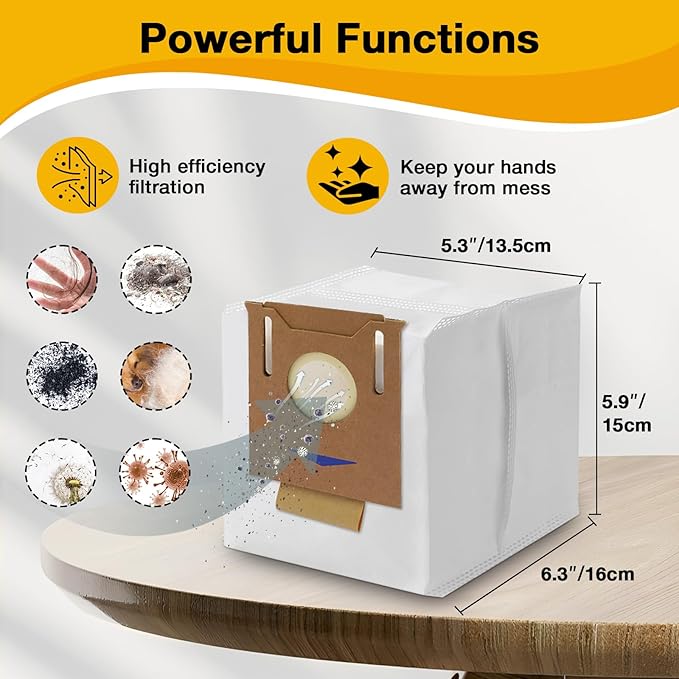 12 Pack Vacuum Dust Bags for Yeedi K781+ Vac Station, Disposable Dust Bag Fit for ECOVACS Deebot OZMO T8 AIVI T8 Max N8 Pro Plus N8Pro T9 AIVI T9PRO T9MAX DX93 DDX96 N10 Plus Vacuum Cleaner